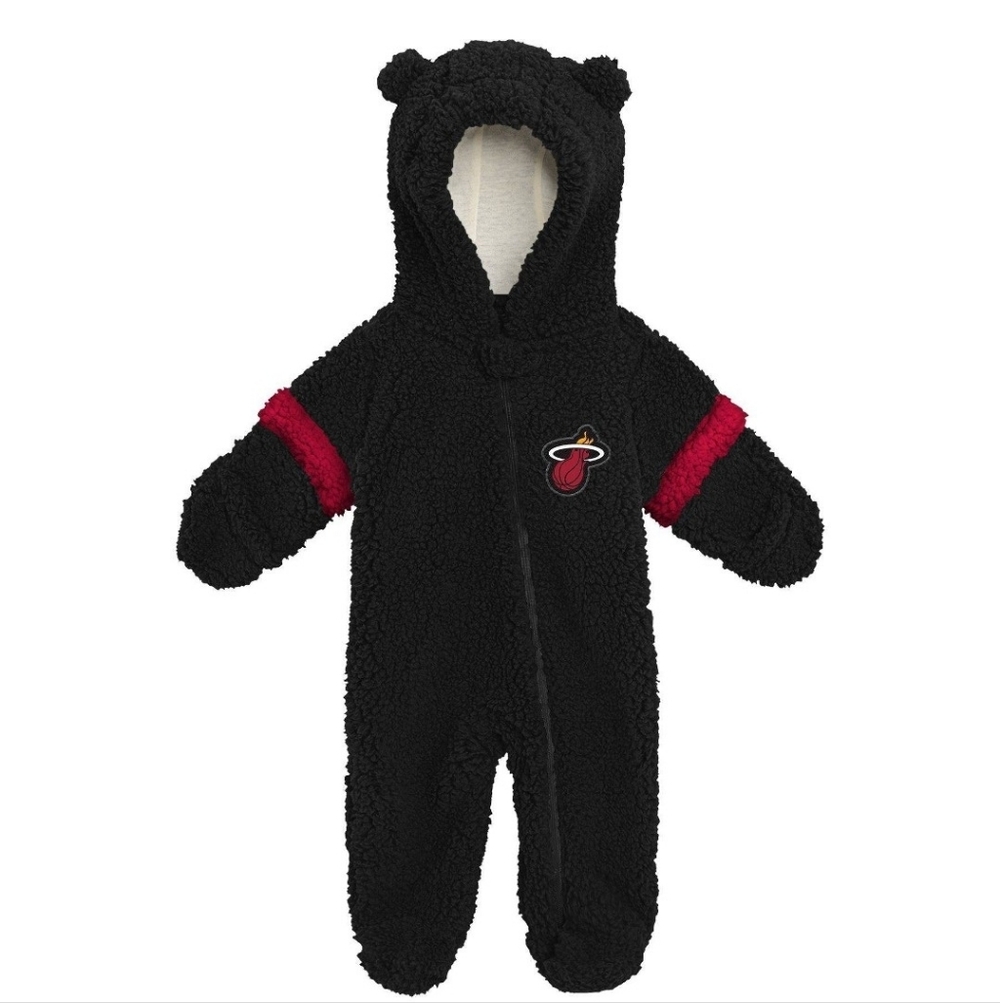 NBA Miami Heat Newborn Sherpa Bodysuit Covers‎ Hands And Feet 3-6 Months